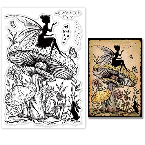 GLOBLELAND Elfen und Pilze Clear Stamps für DIY Scrapbooking Dekor Pflanzen Märchen Blumen Transparente Silikonstempel zum Erstellen von Karten Fotoalbum GLOBLELAND Elfen und Pilze Clear Stamps für DIY Scrapbooking Dekor Pflanzen Märchen Blumen Transparente Silikonstempel zum Erstellen von Karten Fotoalbum von GLOBLELAND