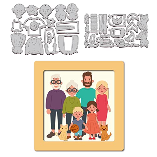 GLOBLELAND Familie Stanzformen Metall Menschen Tier Stanzschnitte Prägeschablonen Vorlage für Die Kartenherstellung Dekoration für DIY Scrapbooking Album Handwerk von GLOBLELAND