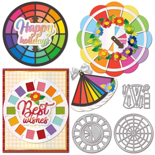 GLOBLELAND Farbrad Stanzformen Metall Blumen Blätter Stanzungen Rahmen Stanz Und Prägevorlagen Für Scrapbooking Basteln Papierkartenherstellung von GLOBLELAND