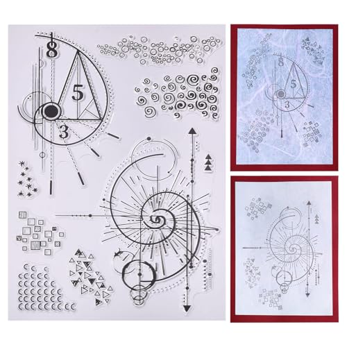 GLOBLELAND Transparente Stempel mit Fibonacci-Textur Rechteckig Kunststoff Transparent für DIY Scrapbooking Fotoalbum von GLOBLELAND