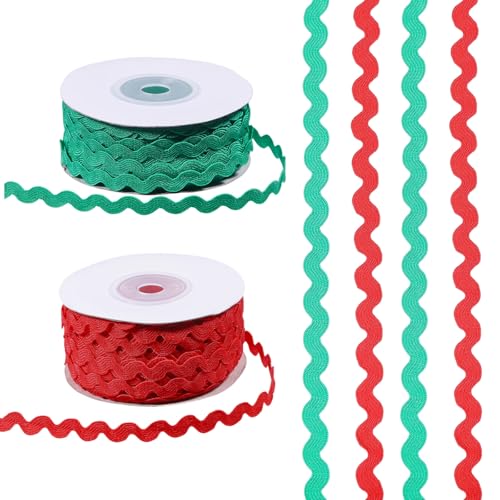 GLOBLELAND Fransenborte zum Nähen von Kleidung, buntes Spitzenband, Weihnachten, gebogen, für Geschenk, Zuhause, Party, Hochzeit, Kleid, Dekoration, 45 m, 2 Stile, Rot und Grün, 2 Stile GLOBLELAND Fransenborte zum Nähen von Kleidung, buntes Spitzenband, Weihnachten, gebogen, für Geschenk, Zuhause, Party, Hochzeit, Kleid, Dekoration, 45 m, 2 Stile, Rot und Grün, 2 Stile von GLOBLELAND