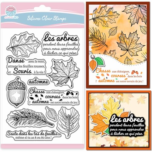 GLOBLELAND Französischem Herbstsegen Text Transparente Silikonstempel Ahornblättern Grüße Klare Stamps Eichenblätter Silikonstempel Für Kartengestaltung DIY Prägung Journaling GLOBLELAND Französischem Herbstsegen Text Transparente Silikonstempel Ahornblättern Grüße Klare Stamps Eichenblätter Silikonstempel Für Kartengestaltung DIY Prägung Journaling von GLOBLELAND