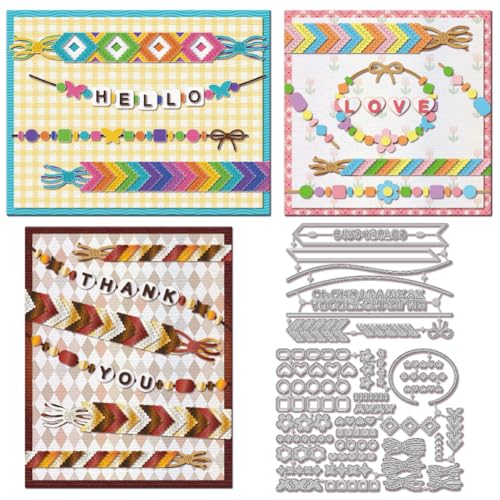 GLOBLELAND Freundschaftsarmbänder Spitzen Stanzformen Für DIY Scrapbooking Metall 26 Buchstaben Rand Stanzformen Zahlen Rahmen Stanzungen Für Kartengestaltung Prägung Fotoalbum Basteln Dekor von GLOBLELAND