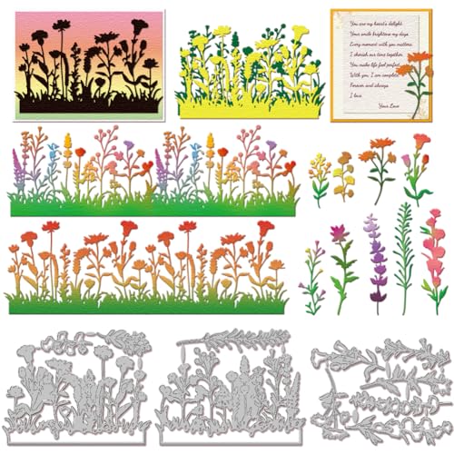 GLOBLELAND Frühling Stanzformen Mit Wildblumen Motiv Für Bastelarbeiten Im Scrapbooking Metall Frühlingsstapel Mit Wildblumen Stanzformen Blumen Stanzungen Für Die Kartengestaltung Prägung Fotoalbum von GLOBLELAND