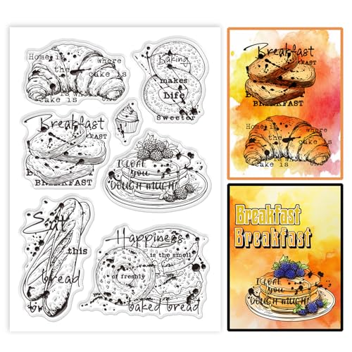 GLOBLELAND Frühstücksbrot Klarstempel Brotgrüße Silikon Klarstempel Muffin Kuchen Transparente Stempel Für DIY Scrapbooking Und Kartenherstellung Fotoalbum Tagebuch 6.3x4.33 Zoll GLOBLELAND Frühstücksbrot Klarstempel Brotgrüße Silikon Klarstempel Muffin Kuchen Transparente Stempel Für DIY Scrapbooking Und Kartenherstellung Fotoalbum Tagebuch 6.3x4.33 Zoll von GLOBLELAND