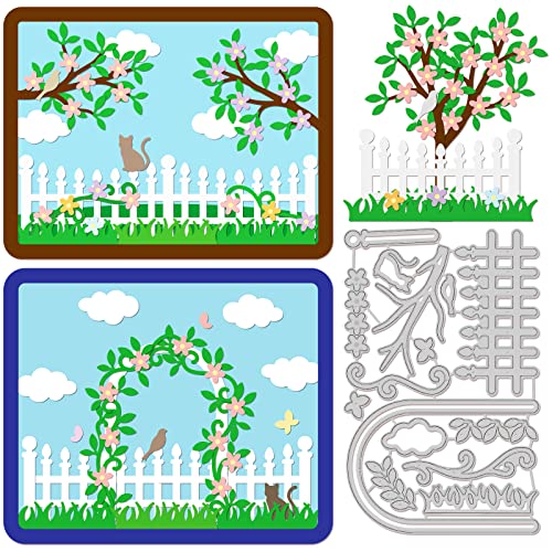 GLOBLELAND Gartenthema Schablone, Zaun Katze Vogel Baum Stanzformen für die Kartenherstellung, Dekoration und DIY Scrapbooking, Blumen Wolke Gras Reben Schneideschablone GLOBLELAND Gartenthema Schablone, Zaun Katze Vogel Baum Stanzformen für die Kartenherstellung, Dekoration und DIY Scrapbooking, Blumen Wolke Gras Reben Schneideschablone von GLOBLELAND