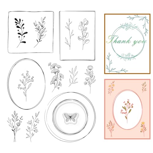 GLOBLELAND Geschichteter Kreisrahmen Klare Briefmarken Pflanzen Schmetterling Silikon Klare Stempelsiegel für Karten Die DIY Scrapbooking Fotojournal Album Dekoration Machen von GLOBLELAND