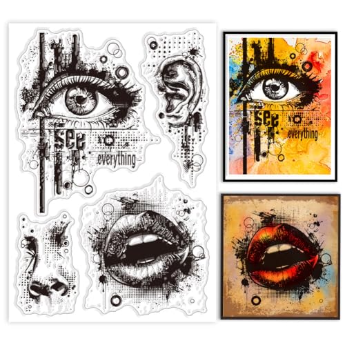 GLOBLELAND Gesichtszüge Gebrochene Textur Hintergrund Clear Stempel Für Kartenherstellung Auge Nase Silikon Clear Stempel Mund Ohr Transparenter Siegelstempel Für DIY Scrapbooking GLOBLELAND Gesichtszüge Gebrochene Textur Hintergrund Clear Stempel Für Kartenherstellung Auge Nase Silikon Clear Stempel Mund Ohr Transparenter Siegelstempel Für DIY Scrapbooking von GLOBLELAND