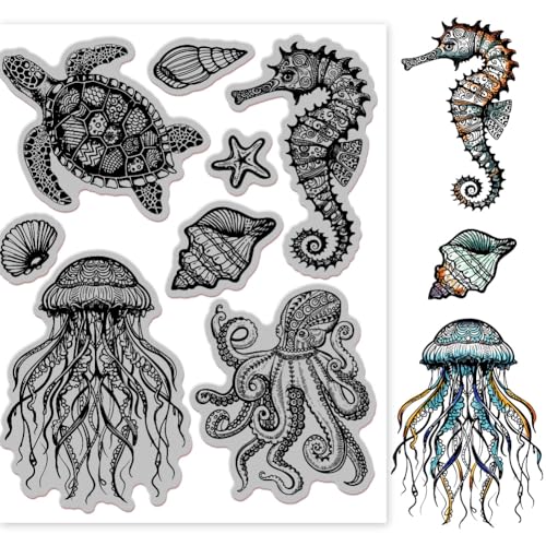 GLOBLELAND Haftstempel Aus Gummi, Motiv: „Ocean Life“, 7.09x8.66zoll, EVA Stempel Mit Meerestieren, Prägestempel, Siegelstempel Aus Gummi Für DIY Scrapbooking Und Kartenherstellung GLOBLELAND Haftstempel Aus Gummi, Motiv: „Ocean Life“, 7.09x8.66zoll, EVA Stempel Mit Meerestieren, Prägestempel, Siegelstempel Aus Gummi Für DIY Scrapbooking Und Kartenherstellung von GLOBLELAND