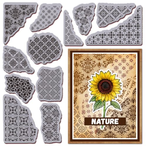 GLOBLELAND Fliesen Haftstempel Aus Gummi Mit Vintage Textur Mosaik Muster EVA Haftstempel Muster Ecken Hintergrund Stempelset Für Die Kartengestaltung Fotoalbum Dekor Dekoration DIY Scrapbooking von GLOBLELAND