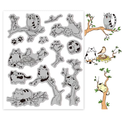 GLOBLELAND Haftstempel Mit Cartoon Katze Und Zweig 7.09x8.66Inch EVA Stempel Mit Katze Und Baum Prägestempel Siegelstempel Aus Gummi Für DIY Scrapbooking Und Kartenherstellung Papierbasteldekor GLOBLELAND Haftstempel Mit Cartoon Katze Und Zweig 7.09x8.66Inch EVA Stempel Mit Katze Und Baum Prägestempel Siegelstempel Aus Gummi Für DIY Scrapbooking Und Kartenherstellung Papierbasteldekor von GLOBLELAND