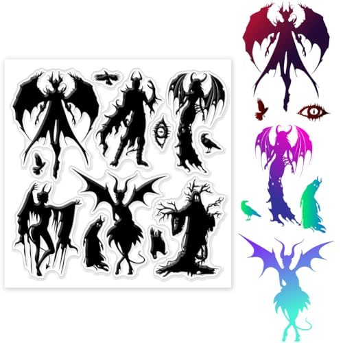 GLOBLELAND Halloween Dämon Silhouette Clear Stamps 5.91x5.91 Zoll Magischer Geisteraugen Vogel Silhouette Silikon Clear Stamp Siegel Transparente Stempel Für DIY Scrapbooking Kartenherstellung GLOBLELAND Halloween Dämon Silhouette Clear Stamps 5.91x5.91 Zoll Magischer Geisteraugen Vogel Silhouette Silikon Clear Stamp Siegel Transparente Stempel Für DIY Scrapbooking Kartenherstellung von GLOBLELAND