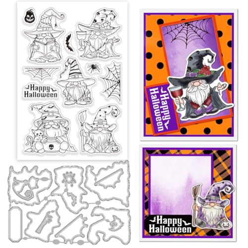 GLOBLELAND Halloween Gnom Silikonstempel Metall Stanzformen Malschablonen Für Die Kartenherstellung Spinnen Hexen Stempel Stanzformen Kürbis Schablonen Set Für DIY Scrapbooking Kunsthandwerk GLOBLELAND Halloween Gnom Silikonstempel Metall Stanzformen Malschablonen Für Die Kartenherstellung Spinnen Hexen Stempel Stanzformen Kürbis Schablonen Set Für DIY Scrapbooking Kunsthandwerk von GLOBLELAND