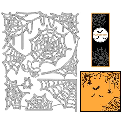 GLOBLELAND Halloween-Spinnennetz-Stanzformen Für DIY Scrapbooking, Metall-Halloween-Fledermaus-Stanzformen, Prägeschablonen, Vorlage Für Papierkarten, Dekoration, Album von GLOBLELAND