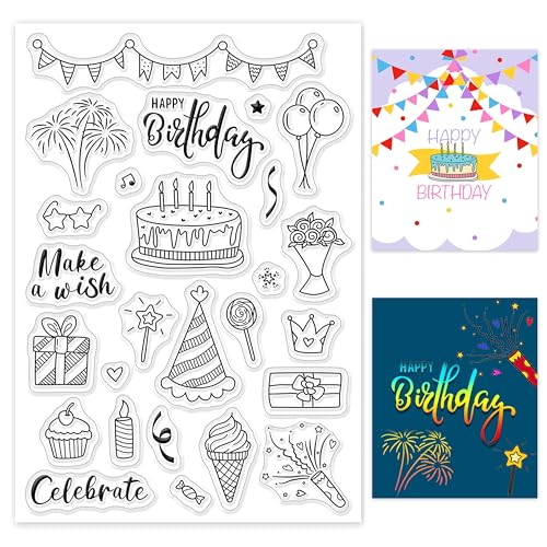 GLOBLELAND Happy Birthday Geburtstag Stempel Clear Stamps Silikonstempel Transparentes Stempel Siegel für Kartenherstellung Dekoration und DIY Scrapbooking Album Dekor GLOBLELAND Happy Birthday Geburtstag Stempel Clear Stamps Silikonstempel Transparentes Stempel Siegel für Kartenherstellung Dekoration und DIY Scrapbooking Album Dekor von GLOBLELAND