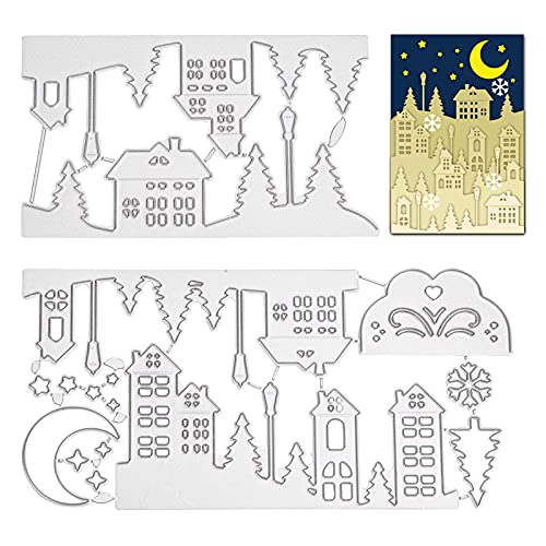 GLOBLELAND Haus und Schloss Kohlenstoffstahl Stanzformen Schablonen Kartenherstellung Handwerk Stanzt Geschnitten für DIY Prägen Foto Dekorative Papierstanzen Scrapbooking von GLOBLELAND