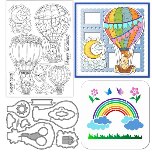 GLOBLELAND Heißluftballon-Stanzformen transparente Stempel PET-Malschablonen für die Kartengestaltung Tiere Regenbogen Silikonstempel Metallgrüße Stanzformen PET-Malschablonen für DIY-Scrapbooking GLOBLELAND Heißluftballon-Stanzformen transparente Stempel PET-Malschablonen für die Kartengestaltung Tiere Regenbogen Silikonstempel Metallgrüße Stanzformen PET-Malschablonen für DIY-Scrapbooking von GLOBLELAND