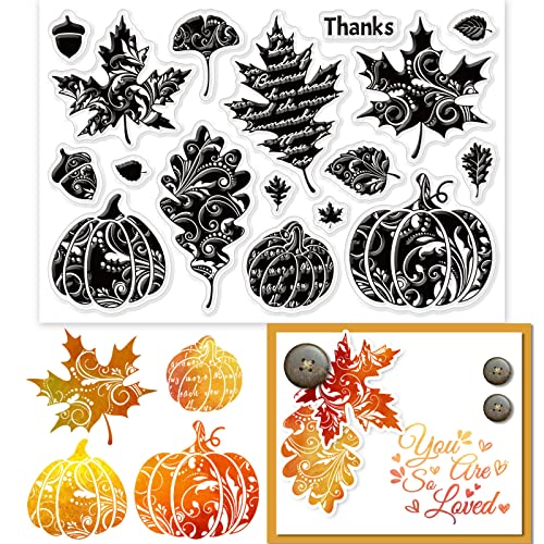 GLOBLELAND Transparente Stempel für Bastelarbeiten, Scrapbooking, Herbst-Kürbis-Silikon-Siegel, Kartenherstellung, Fotoalbum, Tagebuch, Heimdekoration von GLOBLELAND