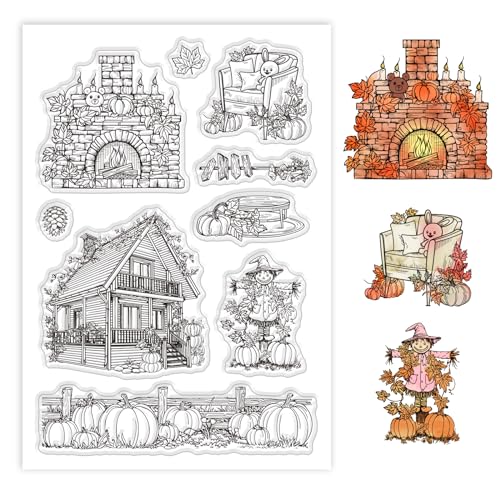 GLOBLELAND Herbsthaus Clear Stempels Vogelscheuche Kürbis Clear Stempels Erntedankfest Silikonstempel Für DIY Scrapbooking Fotoalbum Dekorative Kartenherstellung 6.3x4.33 Zoll GLOBLELAND Herbsthaus Clear Stempels Vogelscheuche Kürbis Clear Stempels Erntedankfest Silikonstempel Für DIY Scrapbooking Fotoalbum Dekorative Kartenherstellung 6.3x4.33 Zoll von GLOBLELAND