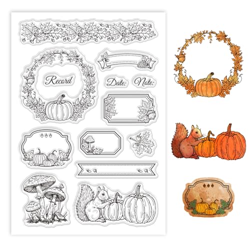 GLOBLELAND Herbstrahmen Clear Stempels Kürbis Eichhörnchen Klare Stamps Ahornkranz Clear Stempels Erntedankfest Silikonstempel Für Kartenherstellung 6.3x4.33 Zoll GLOBLELAND Herbstrahmen Clear Stempels Kürbis Eichhörnchen Klare Stamps Ahornkranz Clear Stempels Erntedankfest Silikonstempel Für Kartenherstellung 6.3x4.33 Zoll von GLOBLELAND