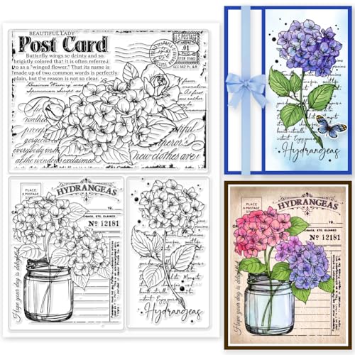 GLOBLELAND Hortensien Hintergrund Postkarte Clear Stamps für Karten Herstellung Silikon Clear Stamp Seals Transparente Stempel für DIY Scrapbooking Fotoalbum Journal Heimdekoration GLOBLELAND Hortensien Hintergrund Postkarte Clear Stamps für Karten Herstellung Silikon Clear Stamp Seals Transparente Stempel für DIY Scrapbooking Fotoalbum Journal Heimdekoration von GLOBLELAND
