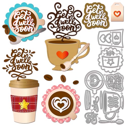 GLOBLELAND Kaffeetassen Stanzformen Für DIY Scrapbooking Metall „Get Well Soon“ Wörter Stanzformen Stanzungen Für Kartenherstellung Prägung Fotoalbum Basteldekor GLOBLELAND Kaffeetassen Stanzformen Für DIY Scrapbooking Metall „Get Well Soon“ Wörter Stanzformen Stanzungen Für Kartenherstellung Prägung Fotoalbum Basteldekor von GLOBLELAND