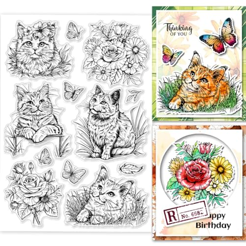GLOBLELAND 5.83x8.27 Zoll Chinesische Landkatze Transparente Stempel für Scrapbooking Grasbüschel Katze Klare Stamps Blumen und Blätter Silikonstempel Für Kartengestaltung DIY Prägung Journaling GLOBLELAND 5.83x8.27 Zoll Chinesische Landkatze Transparente Stempel für Scrapbooking Grasbüschel Katze Klare Stamps Blumen und Blätter Silikonstempel Für Kartengestaltung DIY Prägung Journaling von GLOBLELAND