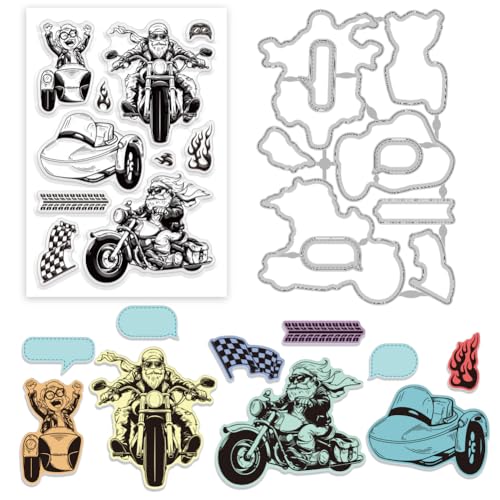 GLOBLELAND Klare Motorradstempel Punk Speedster Flammenrahmen Stanzformen Set Silikon Transparenter Stempel Metall Stanzungen Für Kartengestaltung Und DIY Prägungen Scrapbooking Basteln Dekor GLOBLELAND Klare Motorradstempel Punk Speedster Flammenrahmen Stanzformen Set Silikon Transparenter Stempel Metall Stanzungen Für Kartengestaltung Und DIY Prägungen Scrapbooking Basteln Dekor von GLOBLELAND