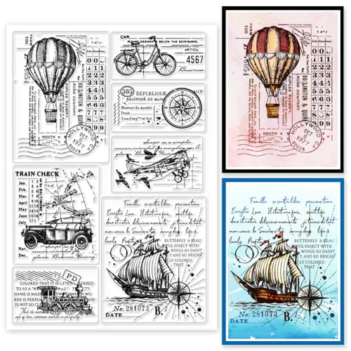 GLOBLELAND Klare Stempel Im Vintage Transport Hintergrund Für DIY Scrapbooking Retro Transport Grunge Silikon Stempelsiegel Transparente Stempel Für Die Kartenherstellung Tagebuch Dekoration GLOBLELAND Klare Stempel Im Vintage Transport Hintergrund Für DIY Scrapbooking Retro Transport Grunge Silikon Stempelsiegel Transparente Stempel Für Die Kartenherstellung Tagebuch Dekoration von GLOBLELAND