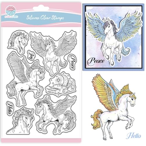 GLOBLELAND Klare Stempel Mit Flügeln Und Pegasus Motiv Für Scrapbooking Silikonstempel Mit Fliegendem Pferd Magische Tiere Stimmung Transparenter Stempel Für Die Kartengestaltung Prägung Journaling GLOBLELAND Klare Stempel Mit Flügeln Und Pegasus Motiv Für Scrapbooking Silikonstempel Mit Fliegendem Pferd Magische Tiere Stimmung Transparenter Stempel Für Die Kartengestaltung Prägung Journaling von GLOBLELAND