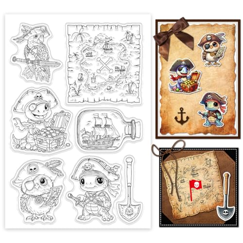 GLOBLELAND Klare Stempel Mit Ozeanpiratentieren Schatzkarte Silikon Klarstempel Transparente Stempel Für DIY Scrapbooking Und Kartenherstellung Fotoalbum Tagebuch 6.3x4.33 Zoll GLOBLELAND Klare Stempel Mit Ozeanpiratentieren Schatzkarte Silikon Klarstempel Transparente Stempel Für DIY Scrapbooking Und Kartenherstellung Fotoalbum Tagebuch 6.3x4.33 Zoll von GLOBLELAND