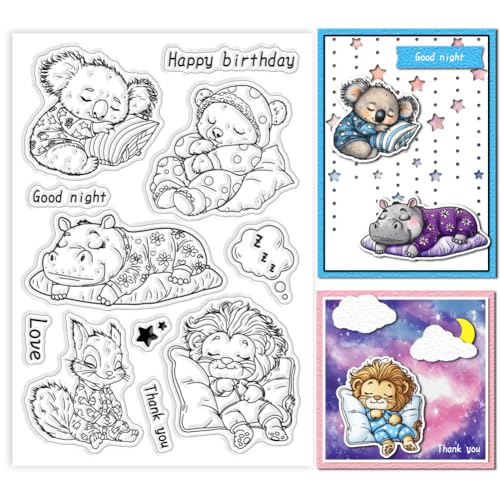 GLOBLELAND Klare Stempel Mit Schlafenden Tieren Eichhörnchen Löwe Schachtel Pferd Faultier Bär Silikon Klarstempel Siegel Baum Transparente Stempel Für DIY Scrapbooking Karten Erstellen von Fotoalben GLOBLELAND Klare Stempel Mit Schlafenden Tieren Eichhörnchen Löwe Schachtel Pferd Faultier Bär Silikon Klarstempel Siegel Baum Transparente Stempel Für DIY Scrapbooking Karten Erstellen von Fotoalben von GLOBLELAND