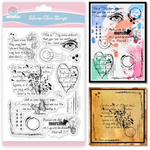 GLOBLELAND Klare Stempel Mit Vintage Texthintergrund Für Scrapbooking Wildblumen Schmetterlinge Silikonflecken Transparenter Stempel Für Die Kartengestaltung DIY Prägung Journaling GLOBLELAND Klare Stempel Mit Vintage Texthintergrund Für Scrapbooking Wildblumen Schmetterlinge Silikonflecken Transparenter Stempel Für Die Kartengestaltung DIY Prägung Journaling von GLOBLELAND