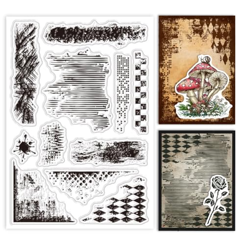GLOBLELAND Klare Stempel Mit Vintage Textur Hintergrund Für Kartenherstellung, Retro Markierungshintergrund, Transparente Silikon Stempelsiegel, Transparente Stempel Für DIY, Scrapbooking von GLOBLELAND