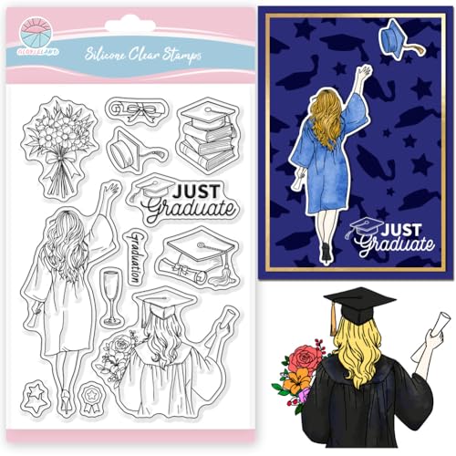 GLOBLELAND Klare Stempel Zur Abschlusssaison Für Scrapbooking Silikonstempel Mit Frauenrückseite Charakter Bouquet Transparenter Stempel Für Die Kartengestaltung DIY Prägung Journaling GLOBLELAND Klare Stempel Zur Abschlusssaison Für Scrapbooking Silikonstempel Mit Frauenrückseite Charakter Bouquet Transparenter Stempel Für Die Kartengestaltung DIY Prägung Journaling von GLOBLELAND