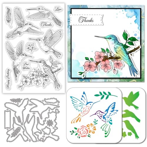 GLOBLELAND Kolibri Clear Stempel Schneidematten PET Mal Schablonen Für Kartenherstellung Frühlingsblumen Vögel Silikonstempel Metall Grußworte Stanzformen PET Farbschablonen Für DIY Scrapbooking GLOBLELAND Kolibri Clear Stempel Schneidematten PET Mal Schablonen Für Kartenherstellung Frühlingsblumen Vögel Silikonstempel Metall Grußworte Stanzformen PET Farbschablonen Für DIY Scrapbooking von GLOBLELAND