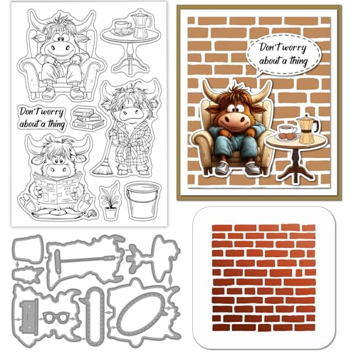 GLOBLELAND Lustige Hochlandrinder Stanzformen Stamps PET Schablonen für Kartengestaltung Wandziegelstruktur Silikonstempel Textwörter Stanzungen PET Malschablonen für Scrapbooking GLOBLELAND Lustige Hochlandrinder Stanzformen Stamps PET Schablonen für Kartengestaltung Wandziegelstruktur Silikonstempel Textwörter Stanzungen PET Malschablonen für Scrapbooking von GLOBLELAND