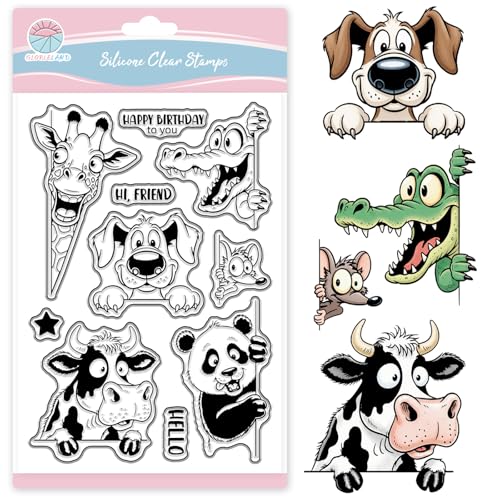 GLOBLELAND Lustiger Guckender Tier Stempel Für Scrapbooking Cartoon Kuh Hund Silikonstempel Panda Giraffe Transparenter Stempel Für Kartengestaltung DIY Prägung Journaling GLOBLELAND Lustiger Guckender Tier Stempel Für Scrapbooking Cartoon Kuh Hund Silikonstempel Panda Giraffe Transparenter Stempel Für Kartengestaltung DIY Prägung Journaling von GLOBLELAND