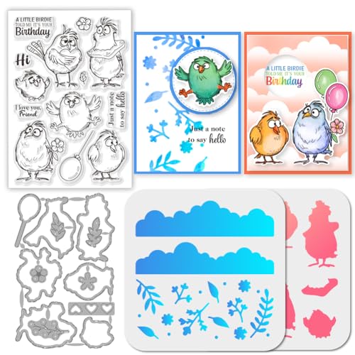 GLOBLELAND Lustiger Vogel Stamps Stanzschablone für die Kartenherstellung Cartoon Vogel Silikonstempel Stanzschablone Geburtstags Tiere PET Malschablonen Für DIY Scrapbooking Bastelalben Zubehör GLOBLELAND Lustiger Vogel Stamps Stanzschablone für die Kartenherstellung Cartoon Vogel Silikonstempel Stanzschablone Geburtstags Tiere PET Malschablonen Für DIY Scrapbooking Bastelalben Zubehör von GLOBLELAND