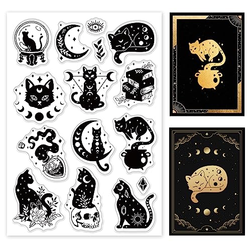 GLOBLELAND Magic Cat Clear Stamps Für DIY Scrapbooking Divination Cat Silikon Clear Stamp Seals Transparente Stempel Für Kartenherstellung, Fotoalbum, Journal, Heimdekoration von GLOBLELAND