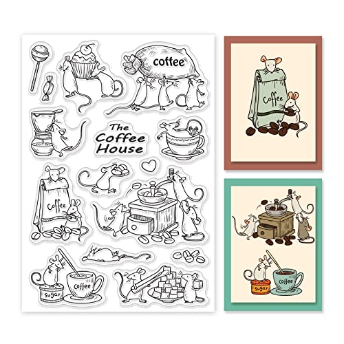 GLOBLELAND Maus Kaffee Transparente Silikonstempel Kaffee Klare Stamps Cartoons Tiere Silikonstempel Für Kartengestaltung DIY Prägung Journaling GLOBLELAND Maus Kaffee Transparente Silikonstempel Kaffee Klare Stamps Cartoons Tiere Silikonstempel Für Kartengestaltung DIY Prägung Journaling von GLOBLELAND