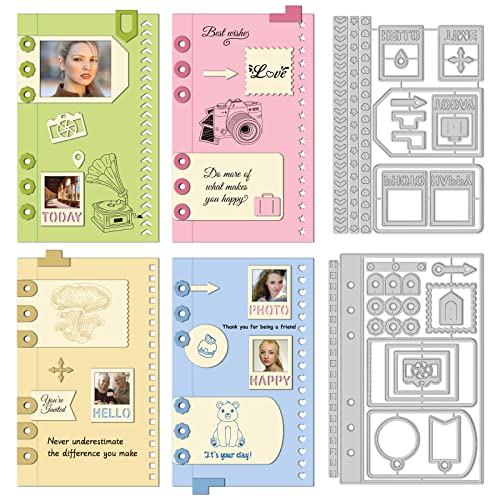 GLOBLELAND Notizbücher Und Postkarten Stanzformen Privates Design Mini-Broschüre Prägeschablonen Vorlage Für Dekorative Prägung Papierkarte DIY Scrapbooking Album Basteldekoration von GLOBLELAND