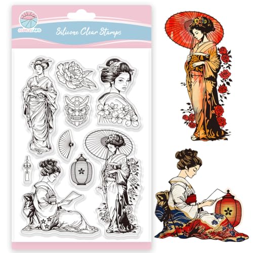 GLOBLELAND Orientalische Geisha Stempel Für Scrapbooking Japanische Frauen Silikonstempel Kimono Dame Transparenter Stempel Für Die Kartengestaltung DIY Prägung Journaling GLOBLELAND Orientalische Geisha Stempel Für Scrapbooking Japanische Frauen Silikonstempel Kimono Dame Transparenter Stempel Für Die Kartengestaltung DIY Prägung Journaling von GLOBLELAND