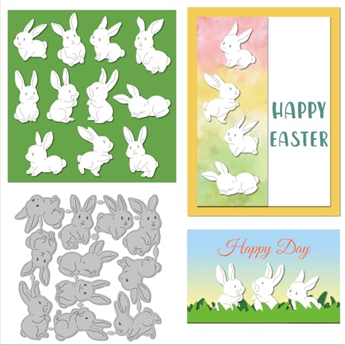 GLOBLELAND Lustig Osterhasen Stanzformen Für DIY Scrapbooking Metall Cartoon Hasen Stanzformen Hasen Hintergrund Stanzungen Für Kartengestaltung Prägung Fotoalbum Basteldekor von GLOBLELAND