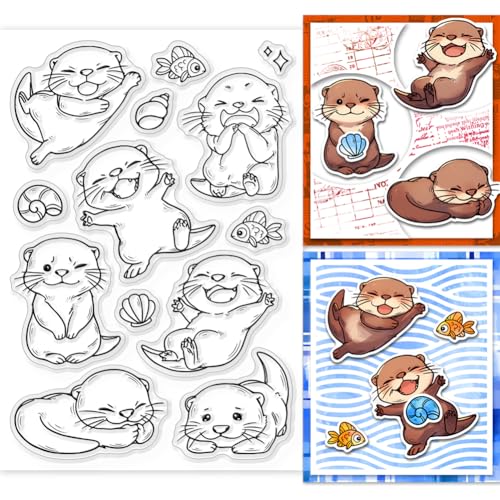GLOBLELAND Otter und Mini-Fisch-Stempel für Karten, lustige Tiere, klare Stempel, Siegel, transparente Stempel für DIY, Scrapbooking, Fotoalbum, Tagebuch, Heimdekoration GLOBLELAND Otter und Mini-Fisch-Stempel für Karten, lustige Tiere, klare Stempel, Siegel, transparente Stempel für DIY, Scrapbooking, Fotoalbum, Tagebuch, Heimdekoration von GLOBLELAND