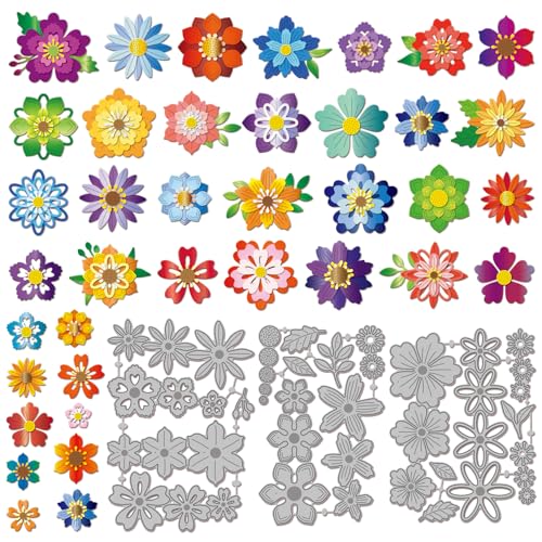 GLOBLELAND Overlay Blumen Stanzformen Für DIY Scrapbooking Metallblätter Stanzformen Für Kartenherstellung Prägung Fotoalbum Basteldekor von GLOBLELAND