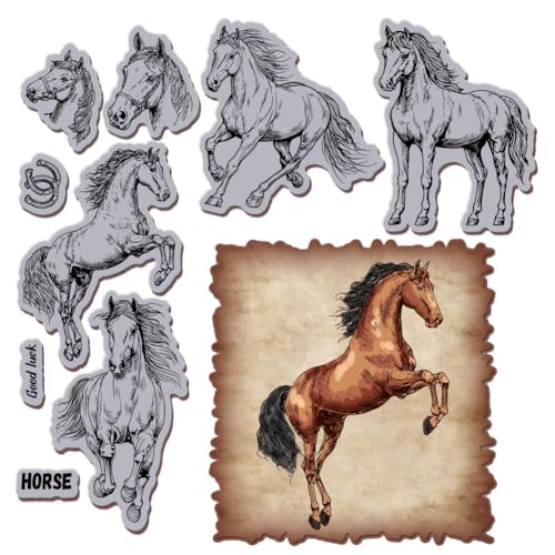 GLOBLELAND Pferde Stempel 8.7"X7" realistischer Pferde EVA Stempel Prägestempel Siegelstempel Aus Gummi Für DIY Scrapbooking Und Kartenherstellung Papierbasteldekor von GLOBLELAND