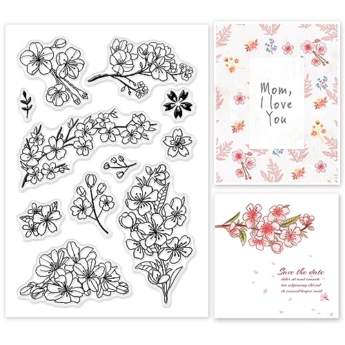 GLOBLELAND Pflanzenthema Klare Briefmarken KirschblüteMuster Silikonstempel für Kartenherstellung Dekoration und DIY Scrapbooking GLOBLELAND Pflanzenthema Klare Briefmarken KirschblüteMuster Silikonstempel für Kartenherstellung Dekoration und DIY Scrapbooking von GLOBLELAND