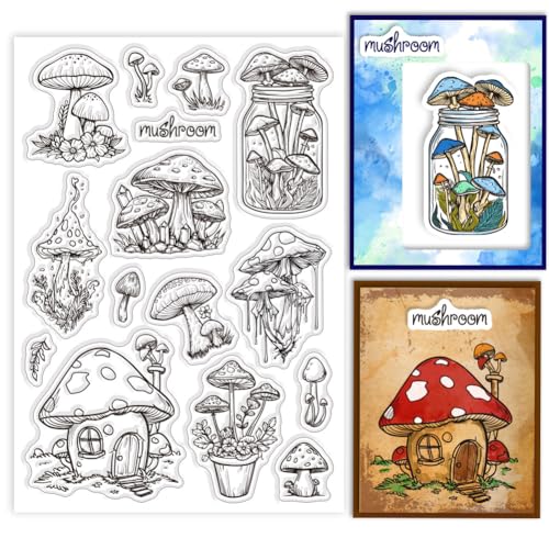 GLOBLELAND Pilz Klarstempel Zur Kartengestaltung Pilzhaus Silikonstempel Kristallflasche Pilze Transparenter Siegelstempel Für DIY Scrapbooking Journal Prägung Album Dekor Handwerk GLOBLELAND Pilz Klarstempel Zur Kartengestaltung Pilzhaus Silikonstempel Kristallflasche Pilze Transparenter Siegelstempel Für DIY Scrapbooking Journal Prägung Album Dekor Handwerk von GLOBLELAND