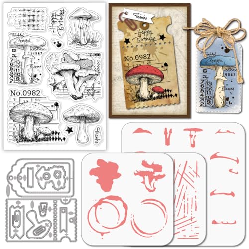 GLOBLELAND Pilze Stamps Stanzschablone für die Kartenherstellung Eintrittskarten Silikonstempel Stanzschablone Grunge Textur PET Malschablonen Für DIY Scrapbooking Bastelalben Zubehör GLOBLELAND Pilze Stamps Stanzschablone für die Kartenherstellung Eintrittskarten Silikonstempel Stanzschablone Grunge Textur PET Malschablonen Für DIY Scrapbooking Bastelalben Zubehör von GLOBLELAND